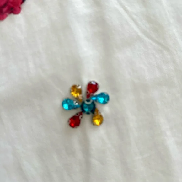 White Dress/ Tunic - Stone & Floral Satin Appliqué. NWT - M/L - Picture 9 of 11